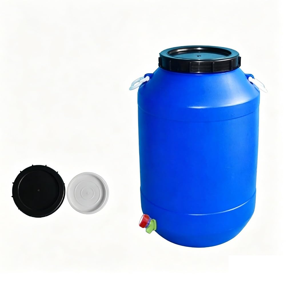 GZHERVICES Large Plastic Blue Open Top Storage Barrel Drum Keg With Lid And Latch Ring，industrial plastic chemical drum, Air Tight For Water And Food Storage, Rain Barrel Use(Blue,30L)