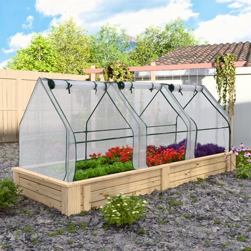 Image of EAGLE PEAK Tunnel Greenhouse Garden Green House with Roll-Up Zipper Doors, Portable 96 inchx36 inchx36 inch, Bubble Film Cover, White