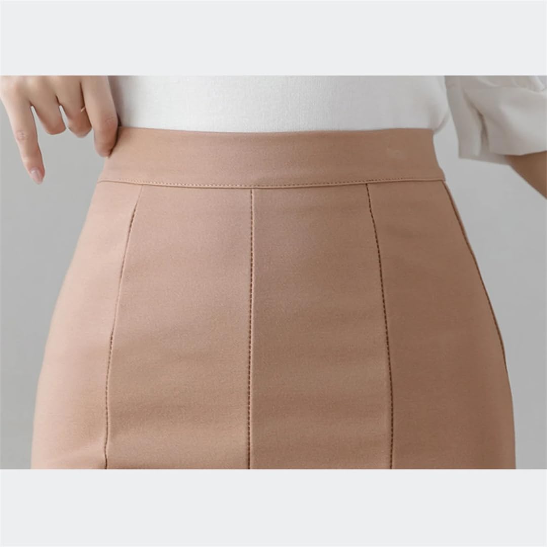 Gonne midi con cuciture a vita alta da donna gonna a sirena con volant elasticizzati gonne da ufficio