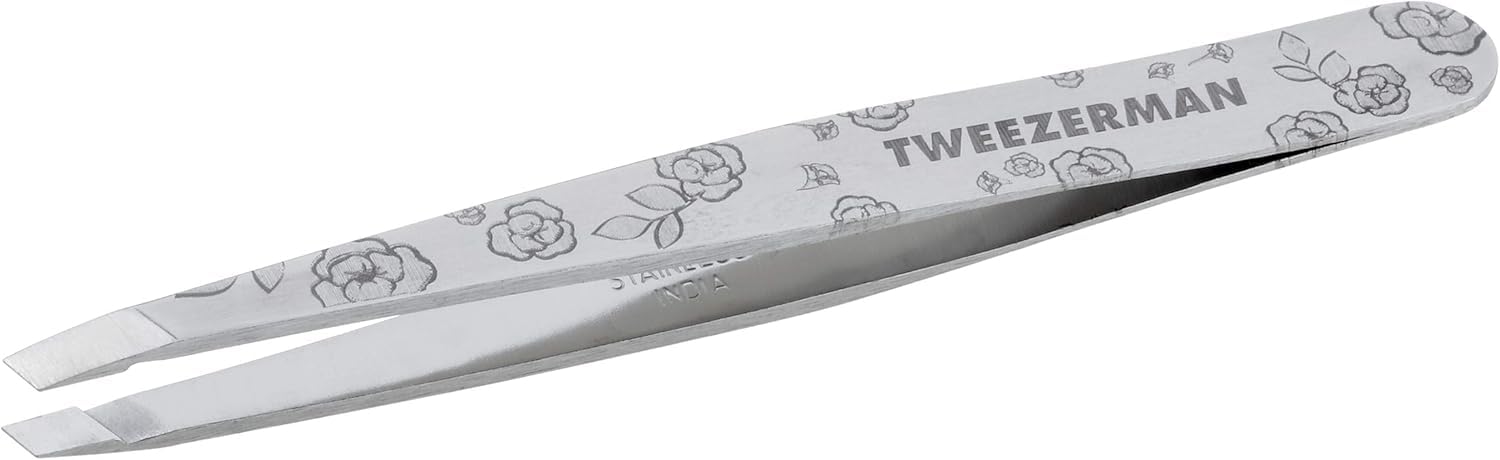 TWEEZERMAN Pinza (puntas de precisión inclinadas afiladas a mano, calidad profesional, ergonómica, para cejas, acero inoxidable) — view 9