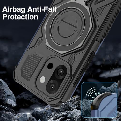 Image of KARWAN Tough Shockproof Armor Back Case Cover Compatible with Oneplus 13T with 360 Degree Rotation Magnetic Attraction Ring, Holder Heavy Duty Rugged Cover with MagEaze Wireless Charging (Black)