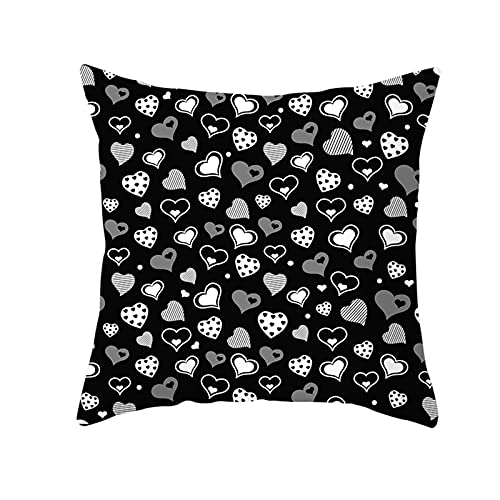 Lieson Throw Pillow Case Cover, 1Pcs Cushion Cover 16x16 Inches Cushion Cases Black Grey 40x40cm Hearts, Polyester