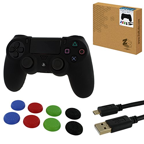 ZedLabz protect & play accessory bundle for PS4 including 3m charge & play ca...