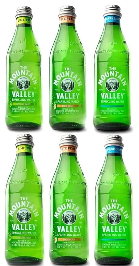 Mountain Valley Sparkling Water Assorted Variety Sampler - Key Lime Twist, White Peach & Original - 11.3 oz (6 pack)