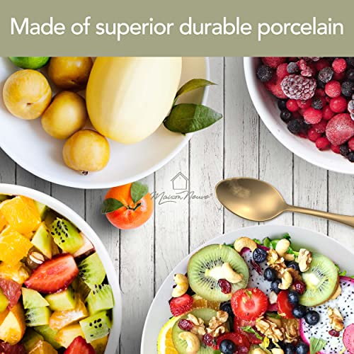 Maison Neuve Premium Porcelain White Dinner Bowls [Set Of 4]- 29Oz Dinnerware Kitchen Bowls For Soups, Noodles, Pasta, Salad, Cereal, Desserts- Durable Dishwasher-Safe 8.25” Serving Bowls- Super White #TOP2