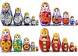 Lot 4 Russian Nesting Dolls for Kids Each Maryoshka 5 Pieces Set - Handmade Wooden Babushka Dolls...