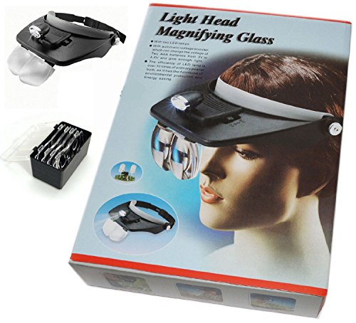 Visiera con lenti d'ingrandimento e luce led