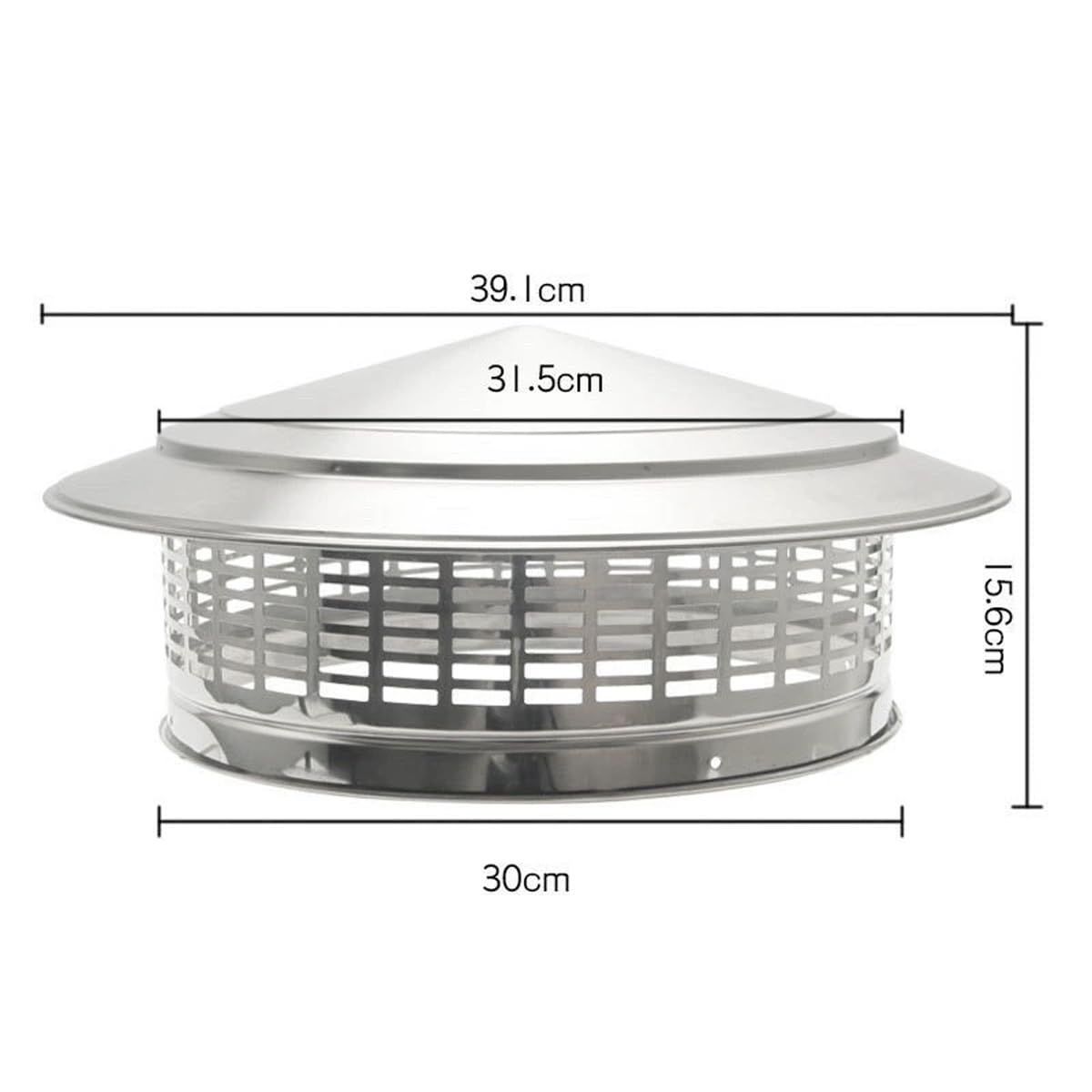 Comignolo per Camino in Acciaio Inox 304 Terminale di Ventilazione Tetto Estrattore Aria con Rete Anti Uccelli per Tubo(300mm-11.8″)