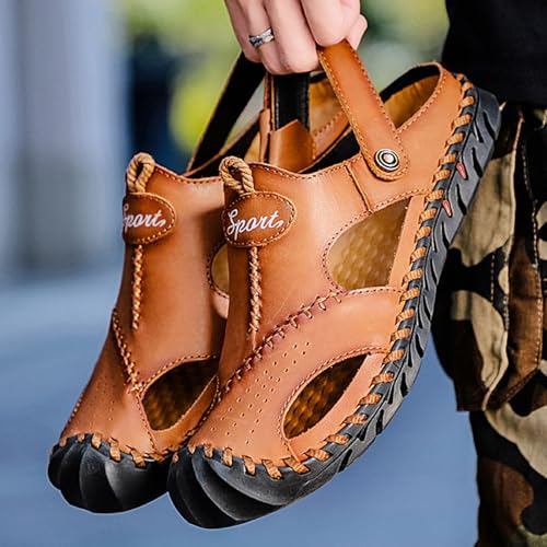 Hiking Sandal for Men Fashion Close Toe Leather Athletic Lightweight Sandals Walking Water Arch Support Summer Shoes Footwear3