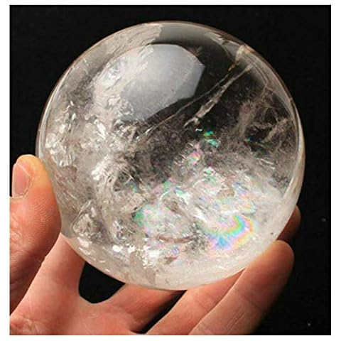 Wixine 1Pcs 35-40mm Rare Clear Natural Rainbow Large Quartz Crystal Sphere Ball Healing Stone Cover