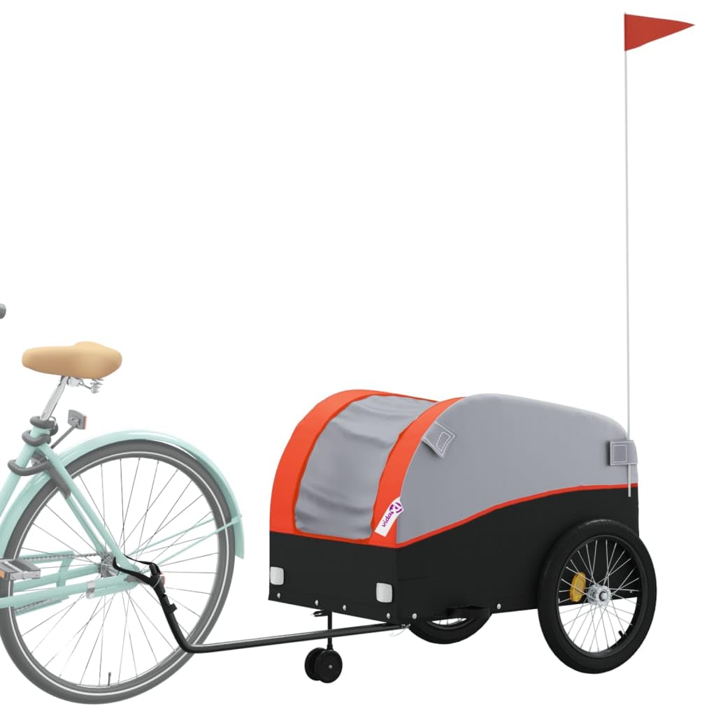 Genérico Remolque para Bicicleta Hierro Negro y Naranja 45 kg,Deportes,Actividades al Aire Libre,Ciclismo,Accesorios para Bicicletas,Remolques para Bicicletas,94152