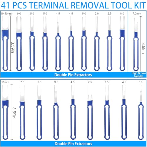 41 Stuks Pin Extractor Tool Wire Connector, Terminal Verwijderen Gereedschapsset, Ontgrendelingsgereedschap, Elektrische Draad Connector Pin Verwijdering Tool Kit, Met Doos(Blauw) - Afbeelding 4
