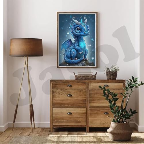 Image of Jasol Diamond Painting Kit, 40x30 Cms, Full Drill, 5D Crystals, Home Wall Decor Gift Set (Baby Dragon M45613)