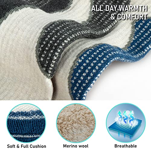 Image of Merino Wool Ski Socks 2 Pairs, Thermal Knee High Warm Socks for Snowboarding, Hiking, Cold Weather, Snow, Hunting