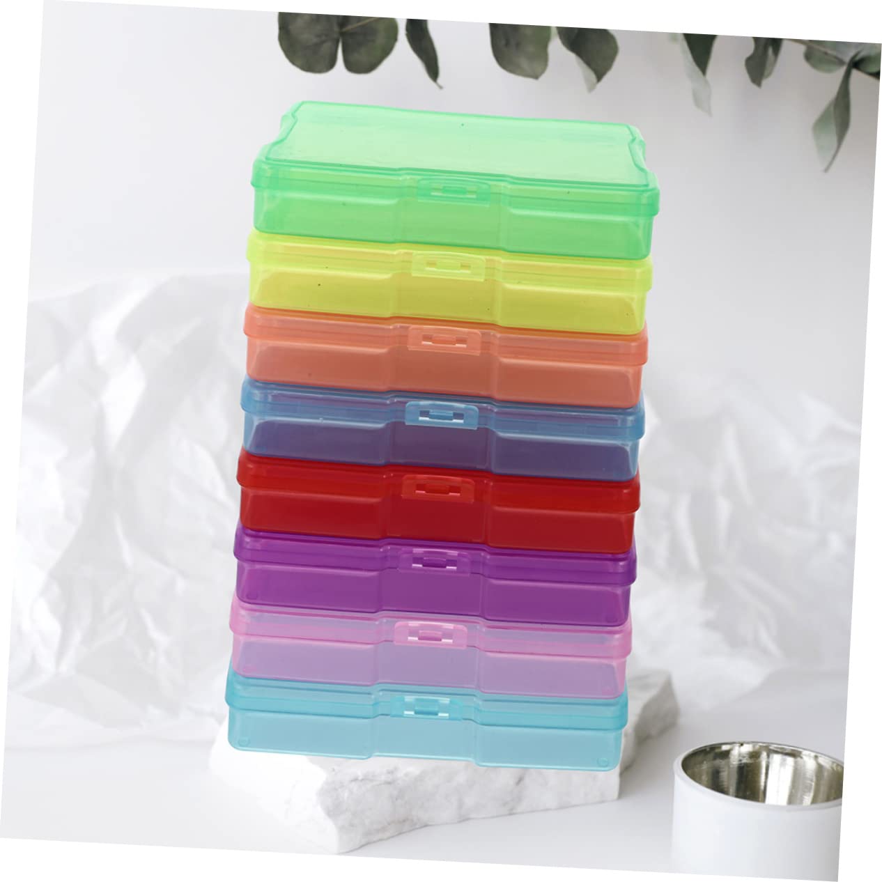 Housoutil Boîtes de Rangement en Plastique Amovibles Lot de 10 Couleur Aléatoire Design Simple et Généreux pour Photos et Cartes Postales pour Bureau ou Étagère