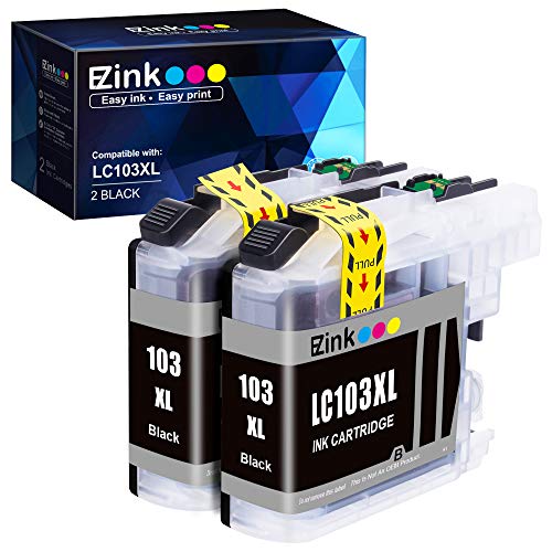 E-Z Ink (TM) Compatible Ink Cartridge Replacement for Brother LC-103XL LC103XL LC103 XL LC103BK High Yield to use with DCP-J4110DW DCP-J152W MFC-J285DW MFC-J870DW MFC-J245 MFC-J4310DW (Black, 2 Pack)