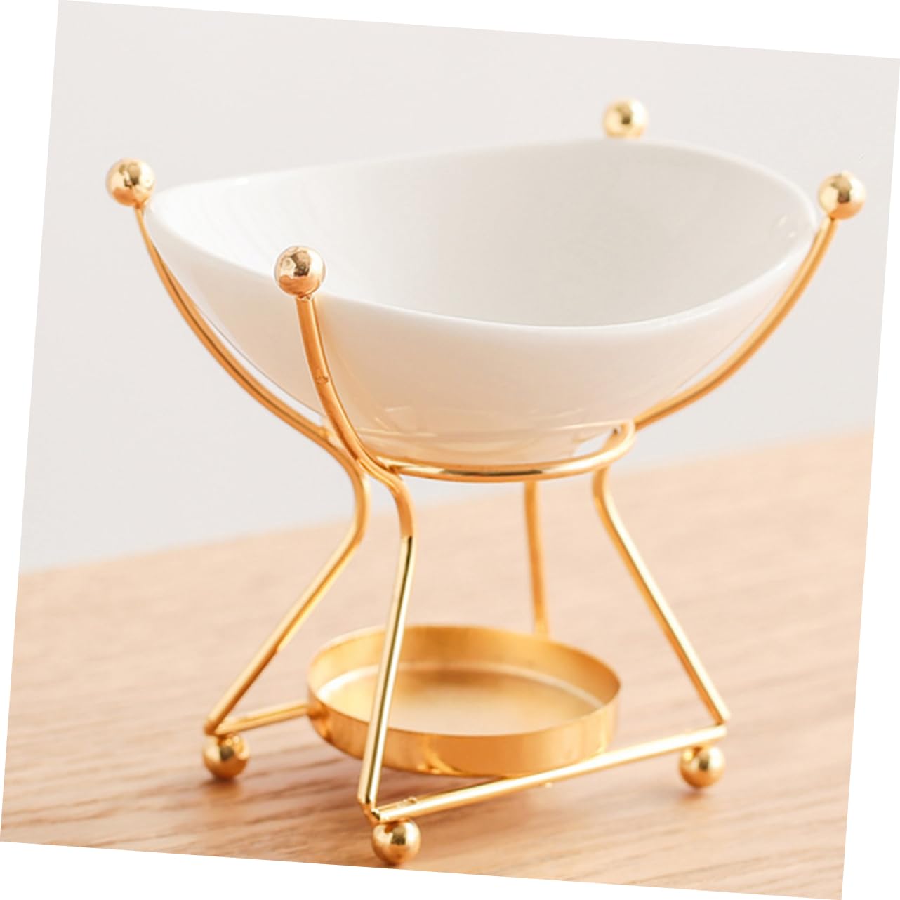 MAGICLULU Oli Essenziali Diffusore Funzione Riscaldante Bruciatore di Incenso in Ferro e Ceramica Oro per Casa e Relax