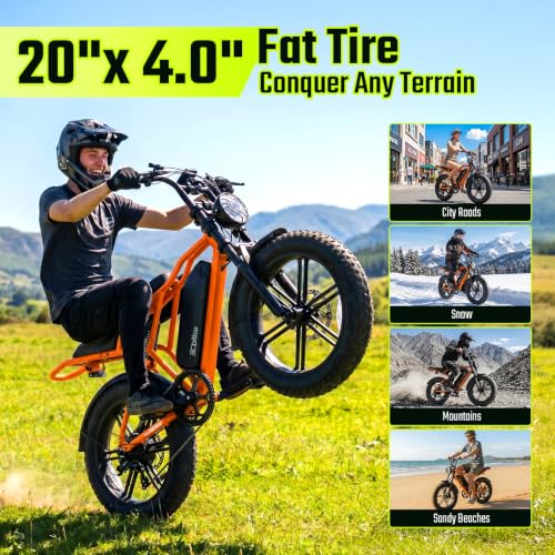 Image of TS TST GRP LLC Electric Bike for Adults with 48V 15Ah Removable Battery | 1500W Peak Motor Ebike, 20 inch x 4.0 inch Fat Tire E Bike, Dual Suspension & Disc Brakes, LCD & APP Control, for Commuting Off-Road