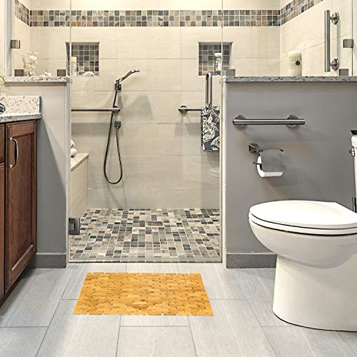 Gonioa Natural Bamboo Bath Mat, Wooden Door Mat Kitchen Floor Bath Rug, Bathroom Shower And Tub Mats, Wooden Bath Mat For Shower, Bath, Spa Or Sauna (16 X 24 Inch) #TOP6