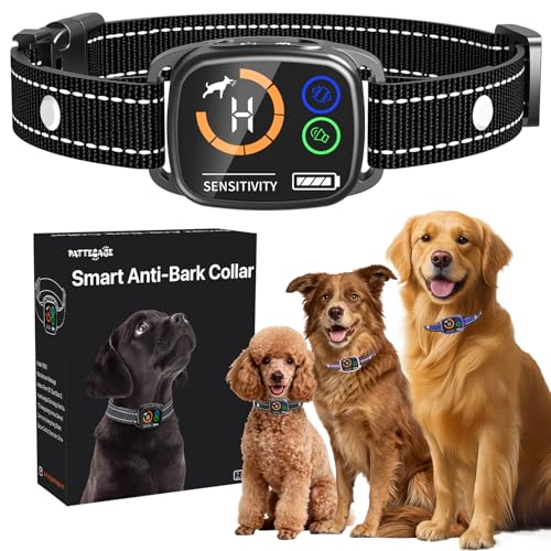 Dog Bark Collar for Small Medium Large Dogs, Smart Anti Barking Collars for Dog Training, with 6 Sensitivity Levels and 3 Modes Beep Vibration, IP67 Waterproof Black Bark Collar