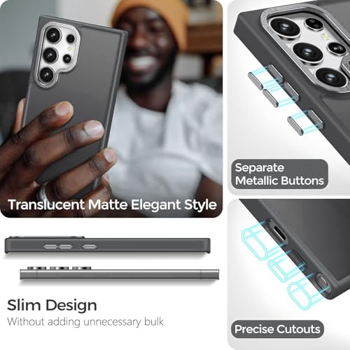 Image of DIZORO Polycarbonate Matte Case for Samsung S25 Ultra 5G Translucent Frosted Hard Back Phone Case Anti-Fingerprint Anti-Slip Shockproof Protective Case Cover for Samsung Galaxy S25 Ultra 5G Gray
