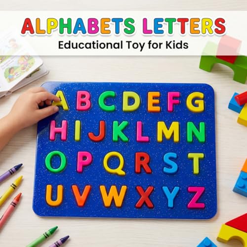 Image of Alphabet Learning Puzzle for Kids - Educational Jigsaw Board Toy for Toddlers & Preschoolers - Brightly Colored Letters - Early Development Skill Building - Multicolor Letter Recognition