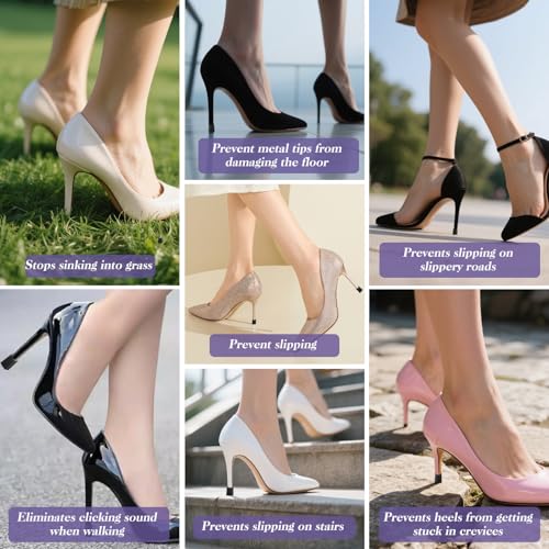 Image of 12Pairs Heel Caps for High Heels, S Size 1.2 * 1.2cm U Shape Heel Caps, Non-Slip High Heels Replacement Tips for Wedding, Grass Outdoor Events