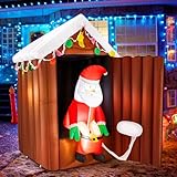 Shappy 6 Ft Inflatable Santa's Outhouse LED Funny Christmas Inflatable Outdoor Decorations Blow up Lighted Yard Inflatables in Santa Hat Cute Red and White Scarf for Garden Lawn Holiday Party Decor