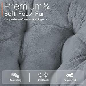 Sweetcrispy comfy saucer chairs faux fur lounge chair for bedroom living room flexible folding seat for kids teens adults soft padded and metal frame modern for home office x large dark grey  urban country home decor