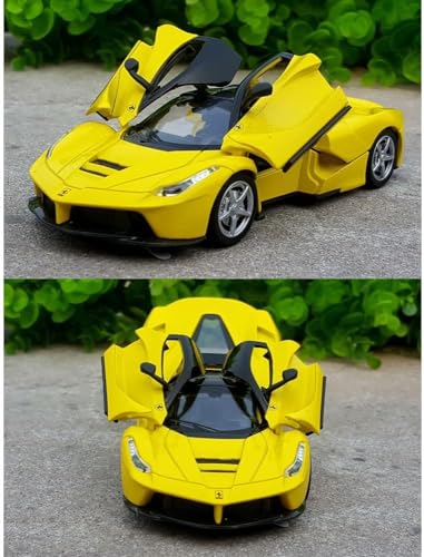 Image of Diecast Toy Car Sports Model Car Zinc Alloy Simulation Casting LaFerrari Pull Back Vehicles,1:32 Scale Supercar Toys with Lights and Sound for Toddlers Kids Children Boys Girls Gift (Yellow)