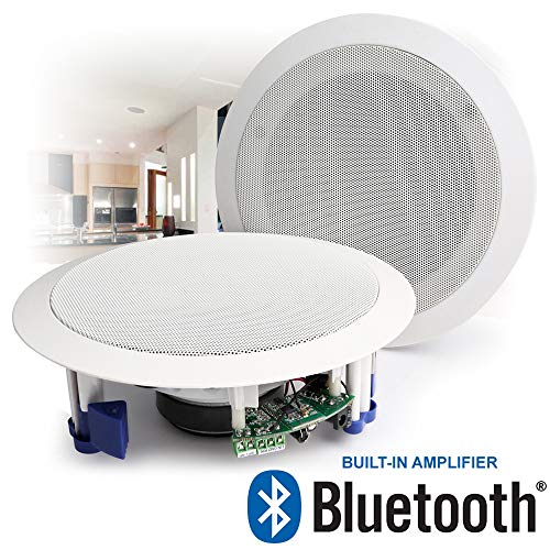 Power Dynamics Wireless Streaming Bluetooth Ceiling Mount Speakers Built-In Amplifier 8" 60w