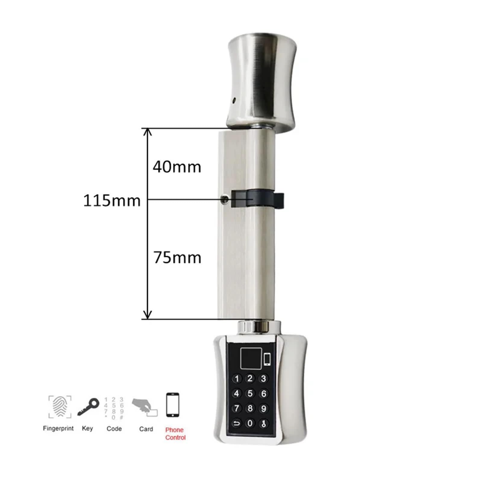 Serratura for impronta digitale di sicurezza elettronica for con codice Controllo APP Smart Life Anti-trapano Anti-Pick,Sicurezza degli accessi(A40 B75)