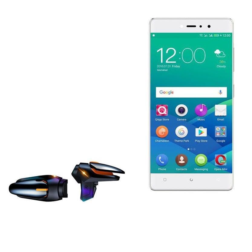 BoxWave Gaming Gear Compatible with QMobile Noir Z12 Pro - Touchscreen QuickTrigger Auto, Trigger Buttons Autofire Gaming Mobile FPS - Jet Black