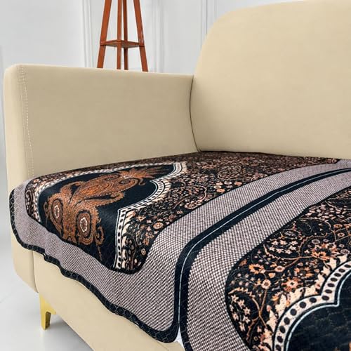 Image of Homerz Premium 'Maharaja Paradise Series' Sofa Cover | Net Fabric Sofa Cover | Washable, Anti-Dust Backed & Wrinkle Resistant Cover (Sheesh Mahal, 2 Seater, Only Seat Cover)