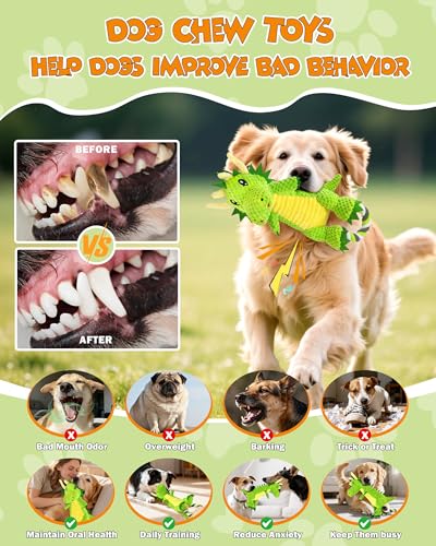 Image of Jeefome Interactive Squeaky Dog Chew Toy,Plush Dog Rope Toys for Small Medium and Large Dogs,Tug of War Dog Toys to Keep Them Busy,Training Reward Gift,Teeth Cleanin