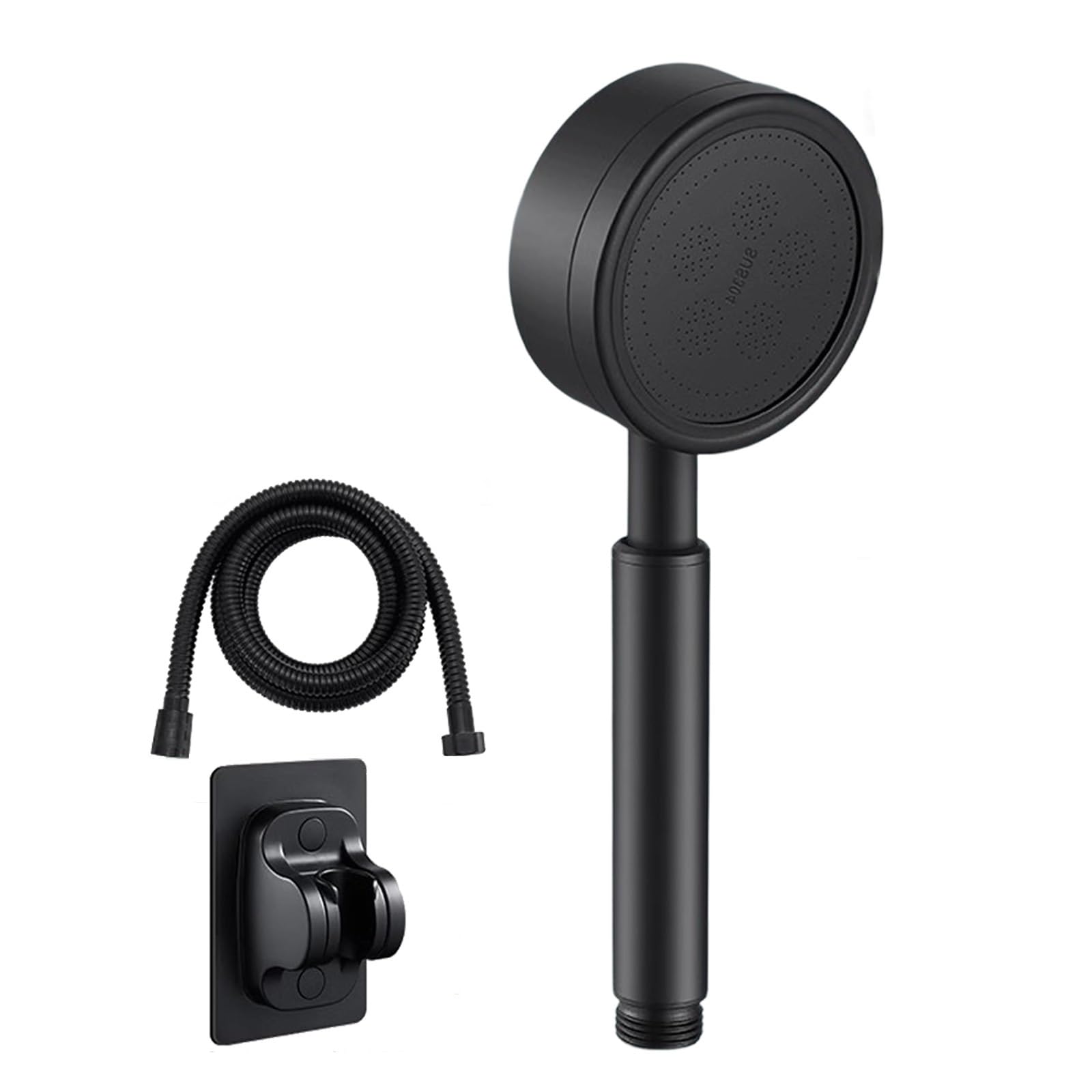 Alcachofa Ducha Alta Presión, Alcachofa Ducha con Manguera, Alcachofa de Ducha de Mano, Viene con Manguera de 1,5 m y Soporte, Apto para Uso en el Baño(Negro)