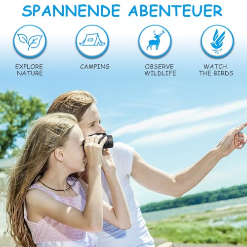 OSDUE Fernglas für Kinder, Spielzeug, Spielzeug, stoßfestes, für Jungen und Mädchen im Alter von 3–7Jahren, für Vogelbeobachtung, Jagen, Wandern, Geburtstagsgeschenke(Schwarz)