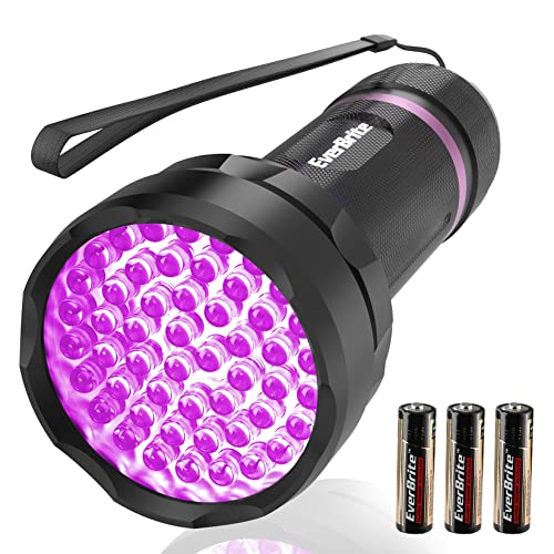 EverBrite UV Flashlight, 51 LED Blacklight Flashlights, 395nm Black Light Flashlight for Pet Urine Detection, Scorpions, Dry Stains, Bed Bug (Batterie
