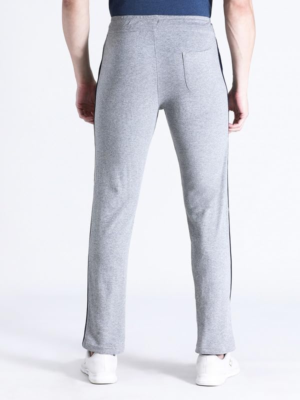 Image of CROCODILE Men Solid Slim Fit Track Pant | Mid Rise | Drawstring Waist | Regular Length | Casual Sports Lounge Bottomwear Navy Melange