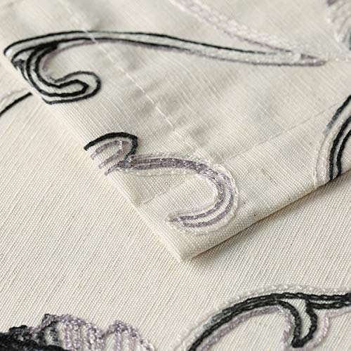 Vogol Faux Linen Vines Embroidered Valance, Window Decorative Valances For Kitchen Bedroom, Rod Pocket, 52 X 18 Inch, Grey #TOP2