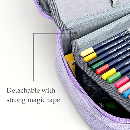 Image of allydrew Large Capacity 72 Slot Pencil Case for Colored Pencils, Stationery Pouch, Lavender