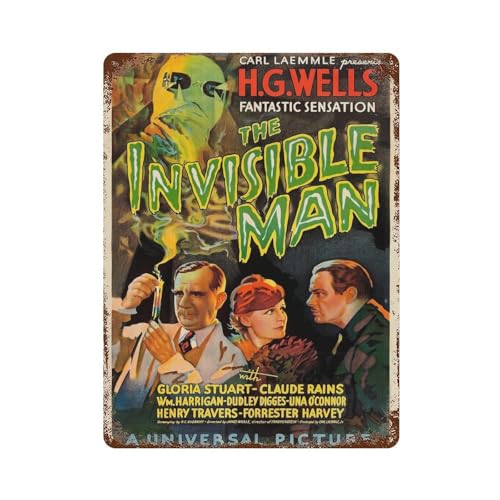 PZXXUEHY Póster retro de película Invisible Man para decoración de pared, póster de metal moderno, decoración de bar, 40 x 30 cm