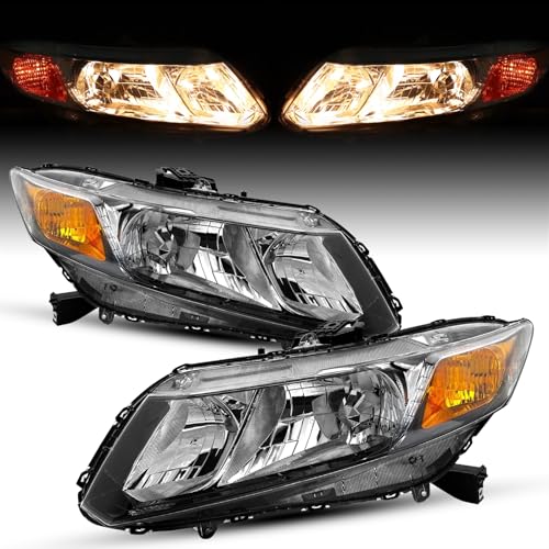 JSBOYAT Headlights Assembly Pair for 2012-2015 Honda Civic 4Dr Sedan | 2012-2013 Honda Civic 2Dr Coupe OE Style Headlamp (Driver & Passenger Side)