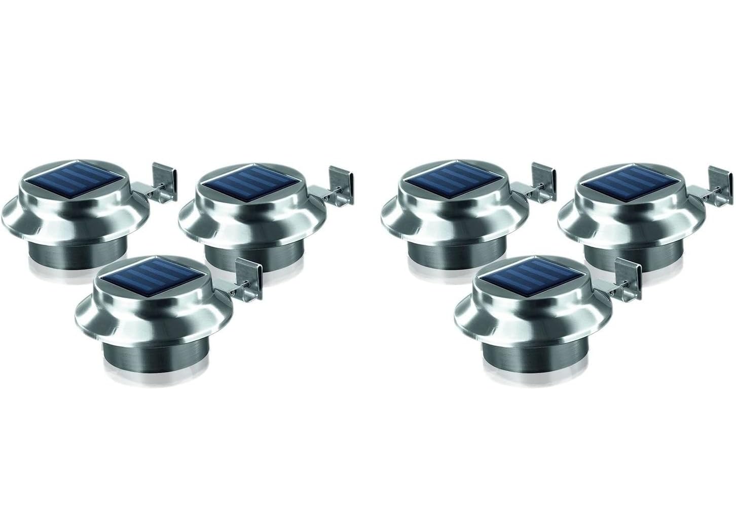 BURI Solar Dachrinnenleuchten 6er Set LED Gartenleuchten Zaunleuchten Solar | BURI Solarleuchte mit Einschaltautomatik für Zaun, Terrasse und Balkon, wetterfest und energiesparend im Außenbereich