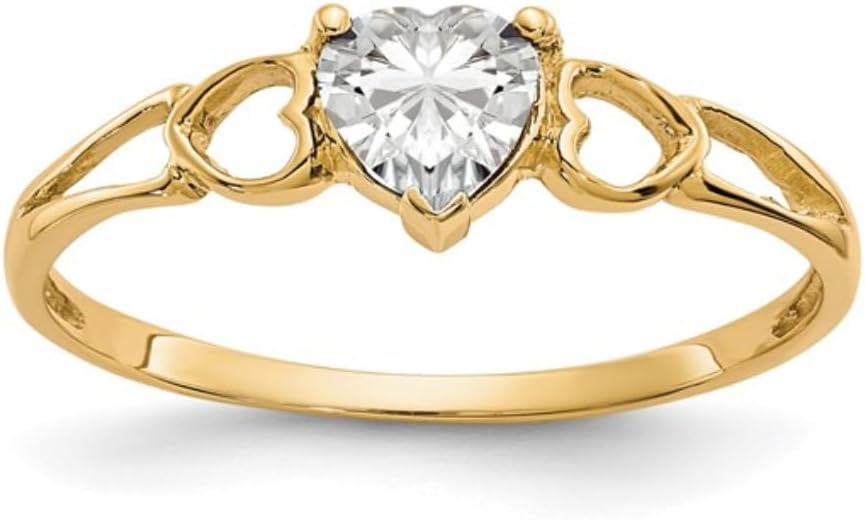 Fine Color Jewels Valentines Gift for Women Genuine Solitaire 14K Yellow Gold Heart Birthstone Ring Birthstone Jewelry Gift for Wife or Girlfriend - Gold Heart Ring for Her