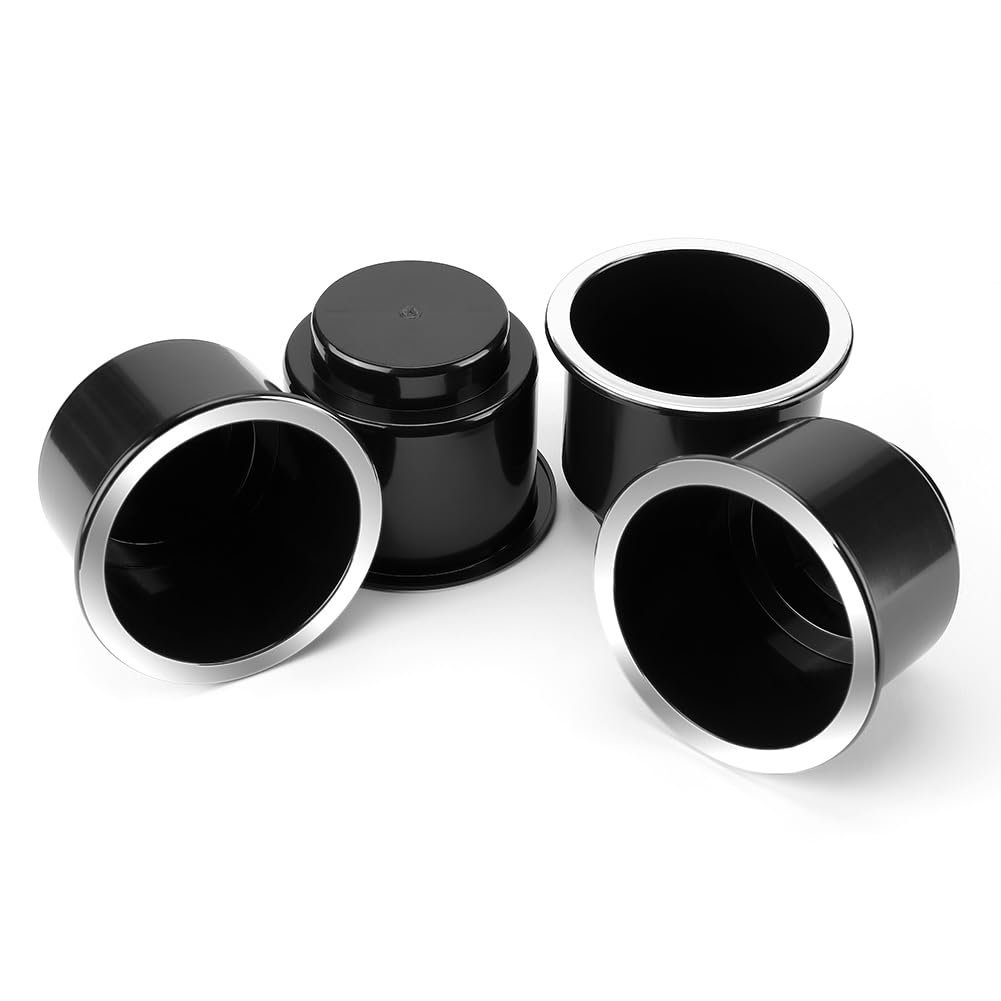 JoyTutus Cup Holder Insert 4pcs for RV Boat Car Couch Golf Cart, Elegant Chrome, Large Plastic Universal Drop in Cup Holder for Pontoon Table Sofa