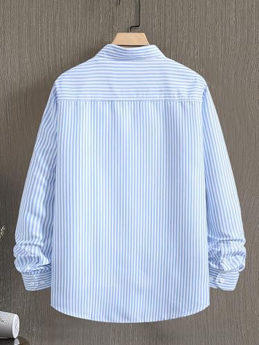 Image of Afflatus Men's Striped Casual Regular Fit Shirt Cotton Blend Stripe Full Sleeve Stylish Shirt for Men