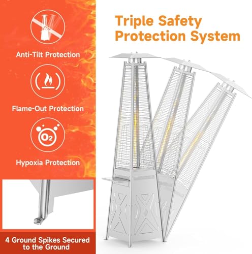 Aprafie Freistehender Propan für den Außenbereich, Pyramidenform, 48.000 BTU, abnehmbarer Tisch, Sicherheitsdeckel, Räder, Terrassenabdeckung für Partys, Hinterhöfe, Gärten – Bild 4