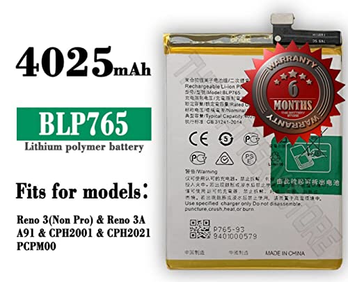 Image of Original BLP765 Battery for Oppo Reno 3 / A91 / F15 CHP2001 / CPH2021 PCPM00 Battery with 6 Month Warranty **(Y000001024)