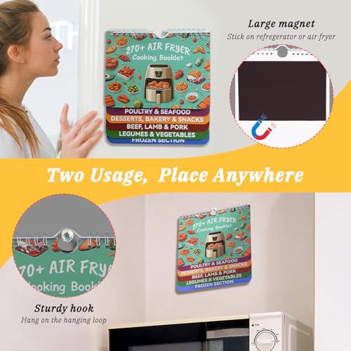 Weneasker AFCT 270+ Foods Air Fryer Cooking Guide Magnetic, Air Fryer Cheat Sheet Magnets Cooking Guide Booklet thumb #3